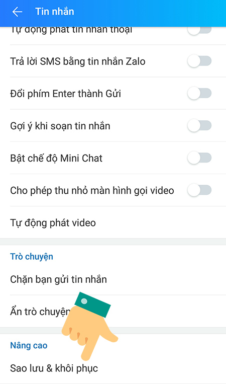 Sao lưu tin nhắn trên Zalo