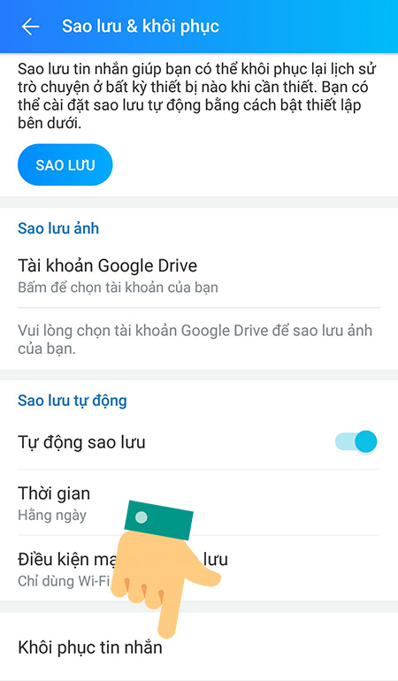 Khôi phục tin nhắn trên Zalo