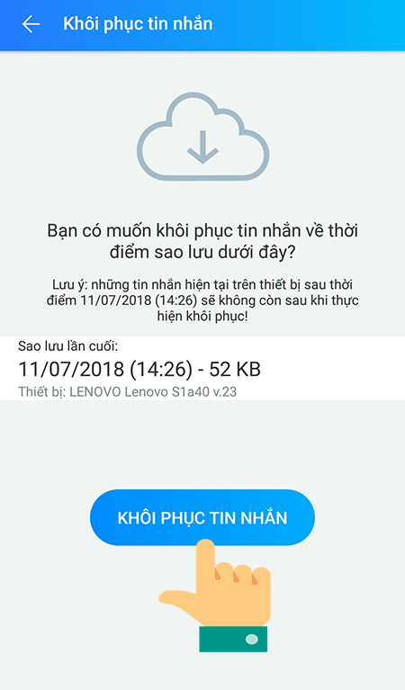 Khôi phục tin nhắn trên Zalo