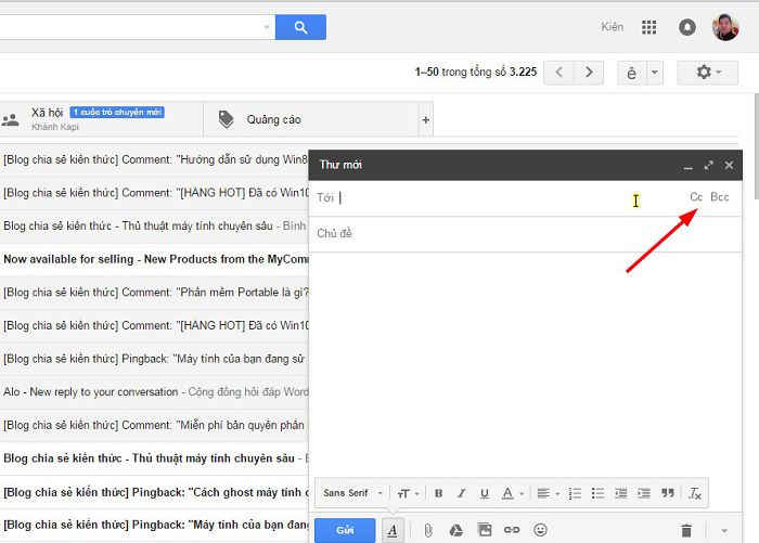 Cách gửi Mail BCC và CC cực nhanh trong Gmail