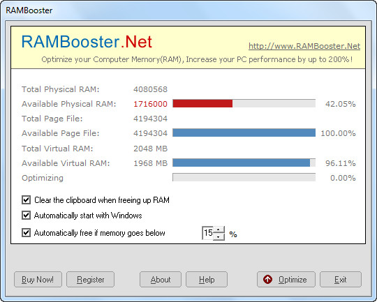 Tải RAMBooster.Net 3.1 - Quản lý RAM máy tính -taimienphi.